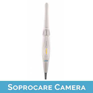 The image shows a handheld ultrasound device with a probe attached to its handle.